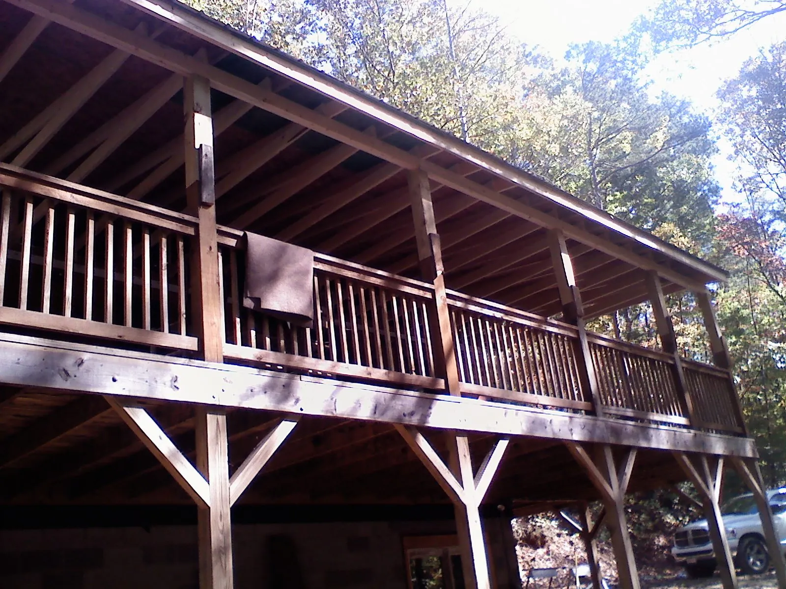 Timber framing under a new elevated porch and deck — Roof Leak Repair in Wrightstown by Roofing Brothers
